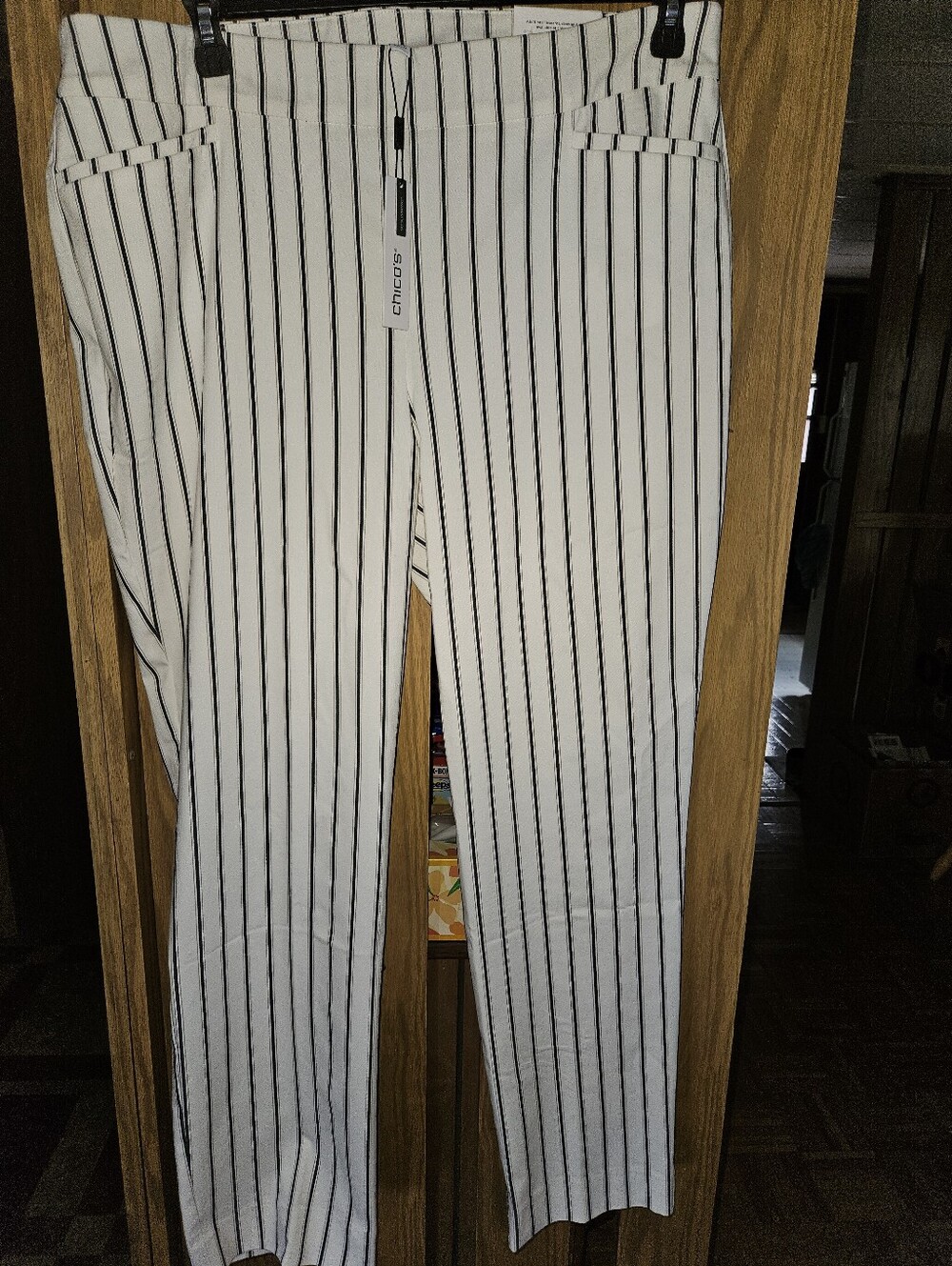 NWT Chico's Sz 3T/16T White Pants w/Pinstripes - Straight Leg